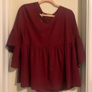 Maroon baby bell sleeve top